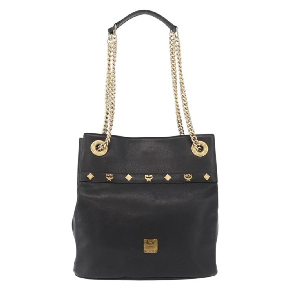 MCM Vintage Vicetos Leather Black Leather Shoulder Bag Bag